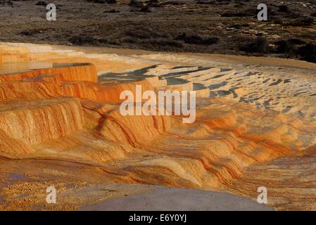 Iran, Mazandaran, Terraced Hot Springs on a sunny day in Badab-e Surt Hot Springs in Mazandaran Province Stock Photo