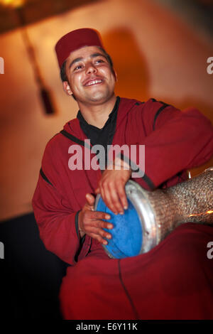 Moroccan musician, Dar Les Cigognes, Marrakech, Morocco Stock Photo