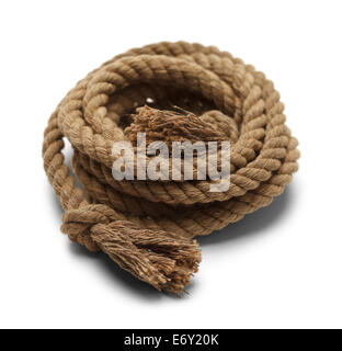 Rope Wound Up in a Pile Isolated on White Background. Stock Photo