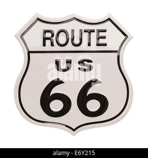 Metal Route US Sixty Six Sign Isolated on White Background. Stock Photo