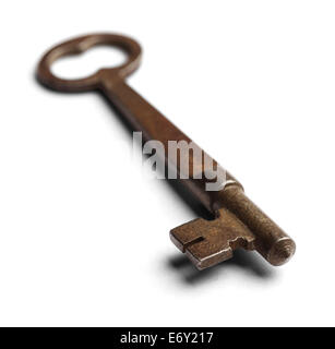 Old Metal Skeleton Key Isolated on a White Background. Stock Photo