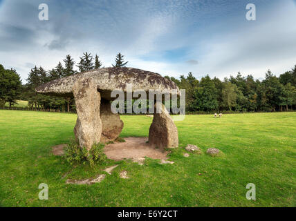 Spinster's Rock an ancient cromlech just outside of Drewsteignton on Dartmoor in Devon Stock Photo