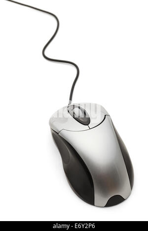Computer Mouse With Cord Isolated on White Background. Stock Photo