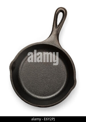 Black Cast Iron Pan Isolated on White Background. Stock Photo