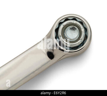 Chrome Socket Wrench and Bolt Isolated on White Background. Stock Photo