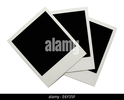 Blank Polaroids Stacked and Isolated on White Background. Stock Photo