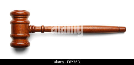 Top View of Judges Gavel. Isolated on White Background. Stock Photo