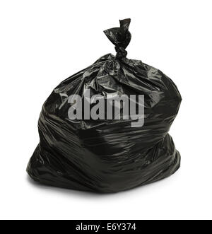 Full Black Bag of Garbage Isolated on White Background. Stock Photo