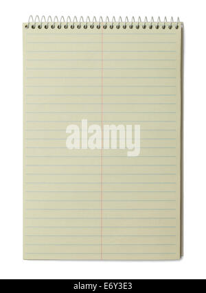 Lined Yellow Paper Pad Isolated on White Background. Stock Photo