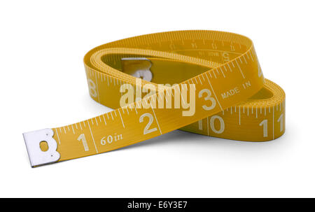 Sewing tape measure wound up in inches Isolated on White Background. Stock Photo