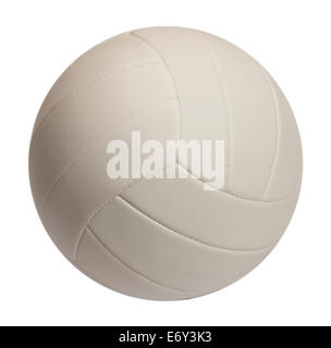 White Leather Volleyball Isolated on White Background. Stock Photo