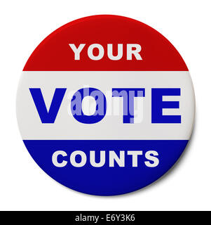 Political Voting Badge Pin Isolated on White Background. Stock Photo