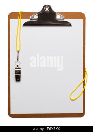 Classic brown clipboard with blank white paper on isolated background ...