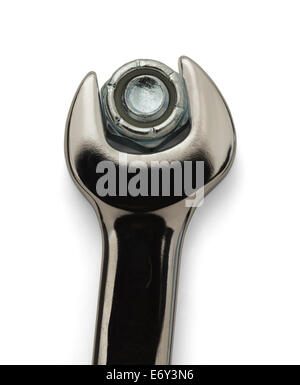 Chrome Metal Wrench and Bolt Isolated on White Background. Stock Photo