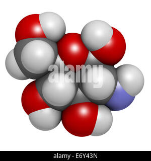 Glucosamine dietary supplement molecule. Used in treatment of osteoarthritis. Atoms are represented as spheres with conventional Stock Photo