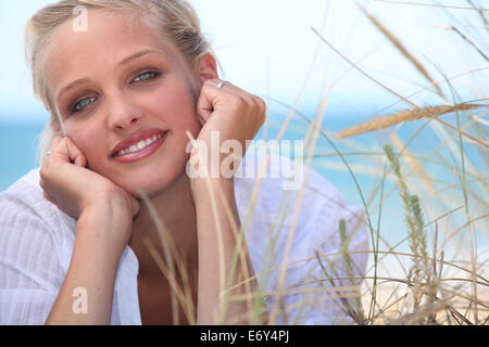 blond laid on the beach Stock Photo - Alamy