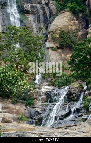 Rawana Ella Falls at Ella on the southern end of the hill country, Sri Lanka, South Asia Stock Photo