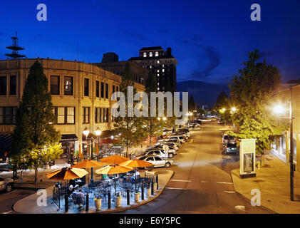 Asheville, North Carolina. Grove arcade at night. Stock Photo