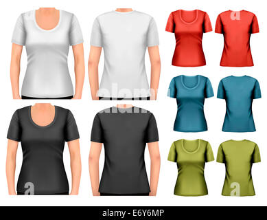 Set of colorful female t-shirts. Vector Stock Photo