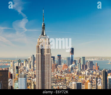 Aerial view of the midtown Manhattan skyline in New York City. S Stock ...