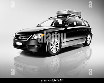 Three-Dimensional Shape Black Sedan Studio Shot Stock Photo