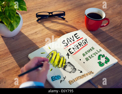 Businessman with Energy and Environmental Concept Stock Photo