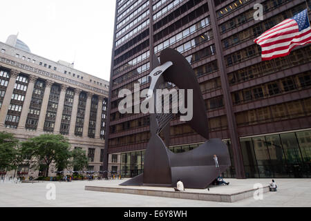 The Chicago Picasso, an untitled monumental sculpture by Pablo Picasso in downtown Chicago, Illinois. Stock Photo