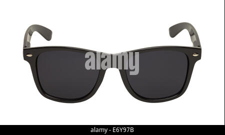 Classic Black Plastic Shades Isolated on White Background with Clipping Path. Stock Photo