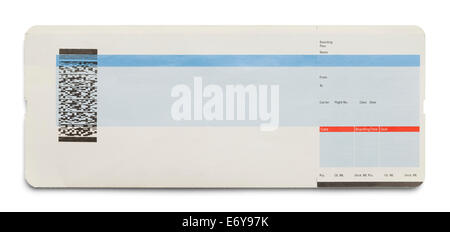 Blue and White Airplane Boarding Pass Isolated on White Background. Stock Photo