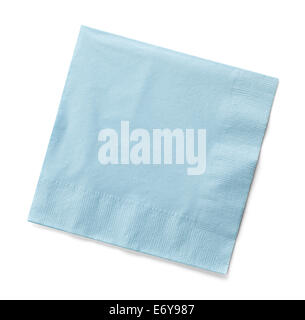 Blue Square Bar Napkin Isolated on White Background. Stock Photo