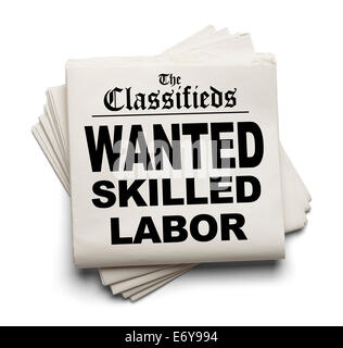 Newspaper Classifieds Part Time Jobs Headline Isolated on White ...
