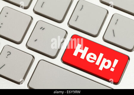 Close Up of Red Help Key Button on Keyboard. Stock Photo