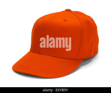 Orange Baseball Hat With Copy Space Isolated on White Background. Stock Photo