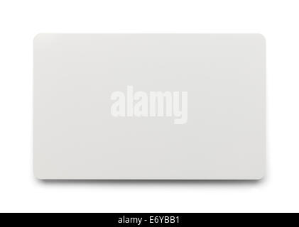 White Plastic Card with Copy Space Isolated on White Background. Stock Photo