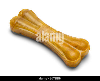 Single Rawhide Dog Bone Isolated on White Background. Stock Photo