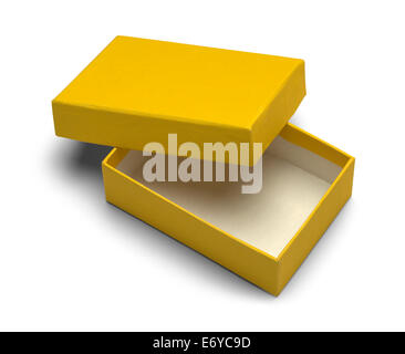 Open Yellow Jewelry Box Isolated on White Background. Stock Photo