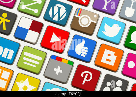 Keyboard with Popular Social Networking Launch Keys. Stock Photo