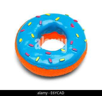 Squeaky Blue Donut with Sprinkles Isolated on White Background. Stock Photo