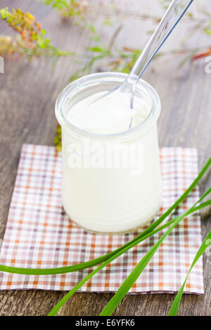 Plain yoghurt Stock Photo