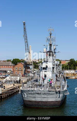 USS Cassin Young , a memorial ship berthed at Boston Navy Yard in Massachusetts - USA. Stock Photo