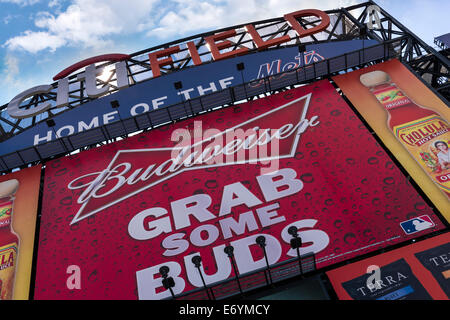 One of the advertising hoardings at Citi Field Stadium - Home of the New York Mets. Stock Photo