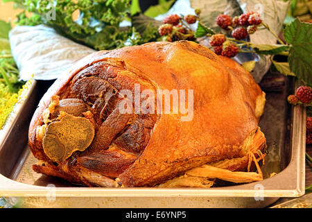 Roast leg of pork Stock Photo