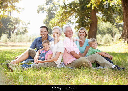 Three generation family in the country Stock Photo
