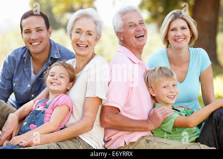 Three generation family in the country Stock Photo