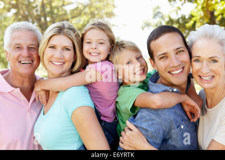 Three generation family in the country Stock Photo