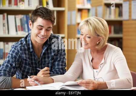 Students working in library Stock Photo