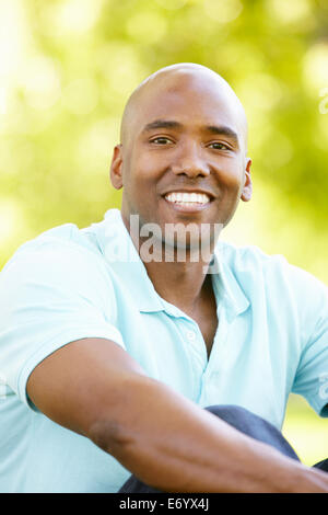 Young  man portrait outdoors Stock Photo