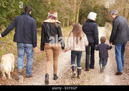 Couple Taking Dog For Walk On City Street Stock Photo