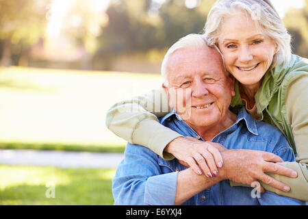 Outdoor Portrait Of Loving Senior Couple Stock Photo