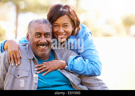 Outdoor Portrait Of Loving Senior Couple Stock Photo